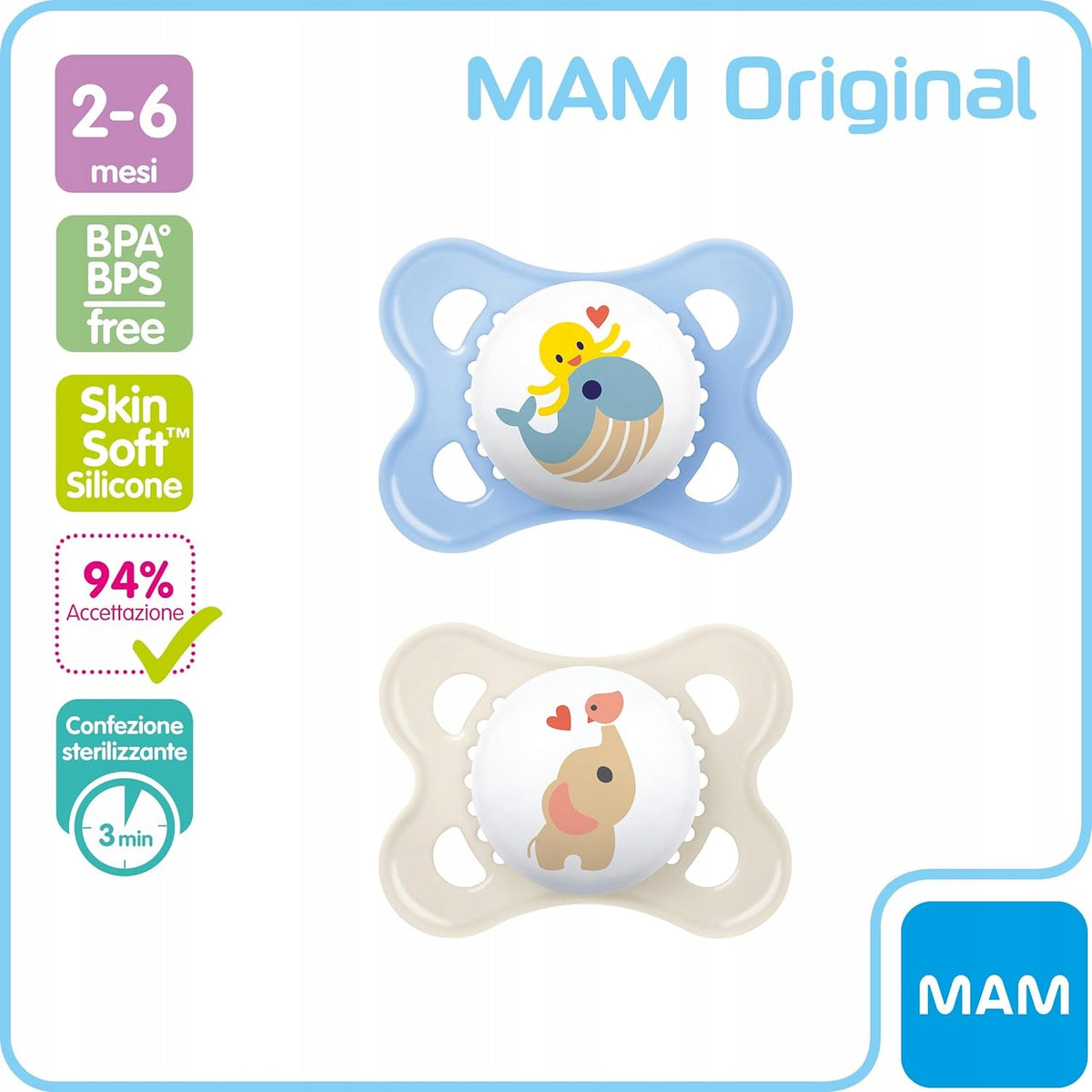 MAM ORIGINAL upokojujúci cumlík x2 2-6m