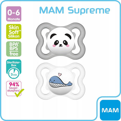 MAM SUPREME Silikonschnuller 0-6 Monate x2