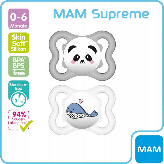 MAM SUPREME silikónový cumlík 0-6 mesiacov x2