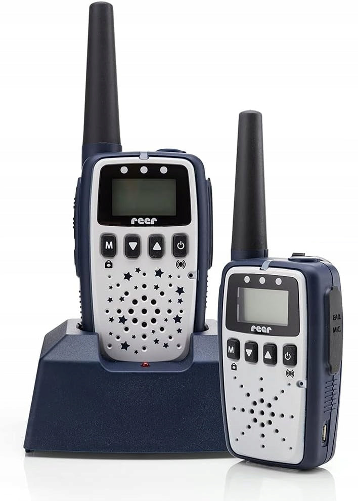 REER Care&Talk 2w1 niania elektroniczna i walkie-talkie 5 km, granatowy zestaw z dwoma urządzeniami