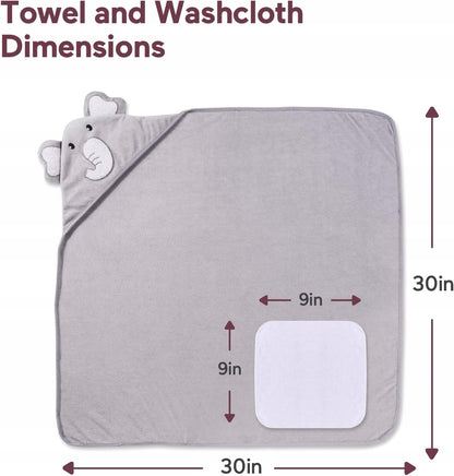 MOMCOZY ręcznik z kapturem x2 76x76 +6 24x24 ściereczki do mycia, szary ręcznik dziecięcy z wymiarami 30x30 in