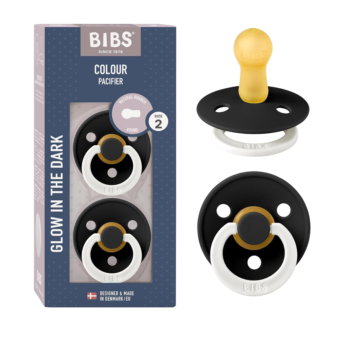 BIBS KLEUR GLOW dummies 2pak rubber 6msc+ LIGHT