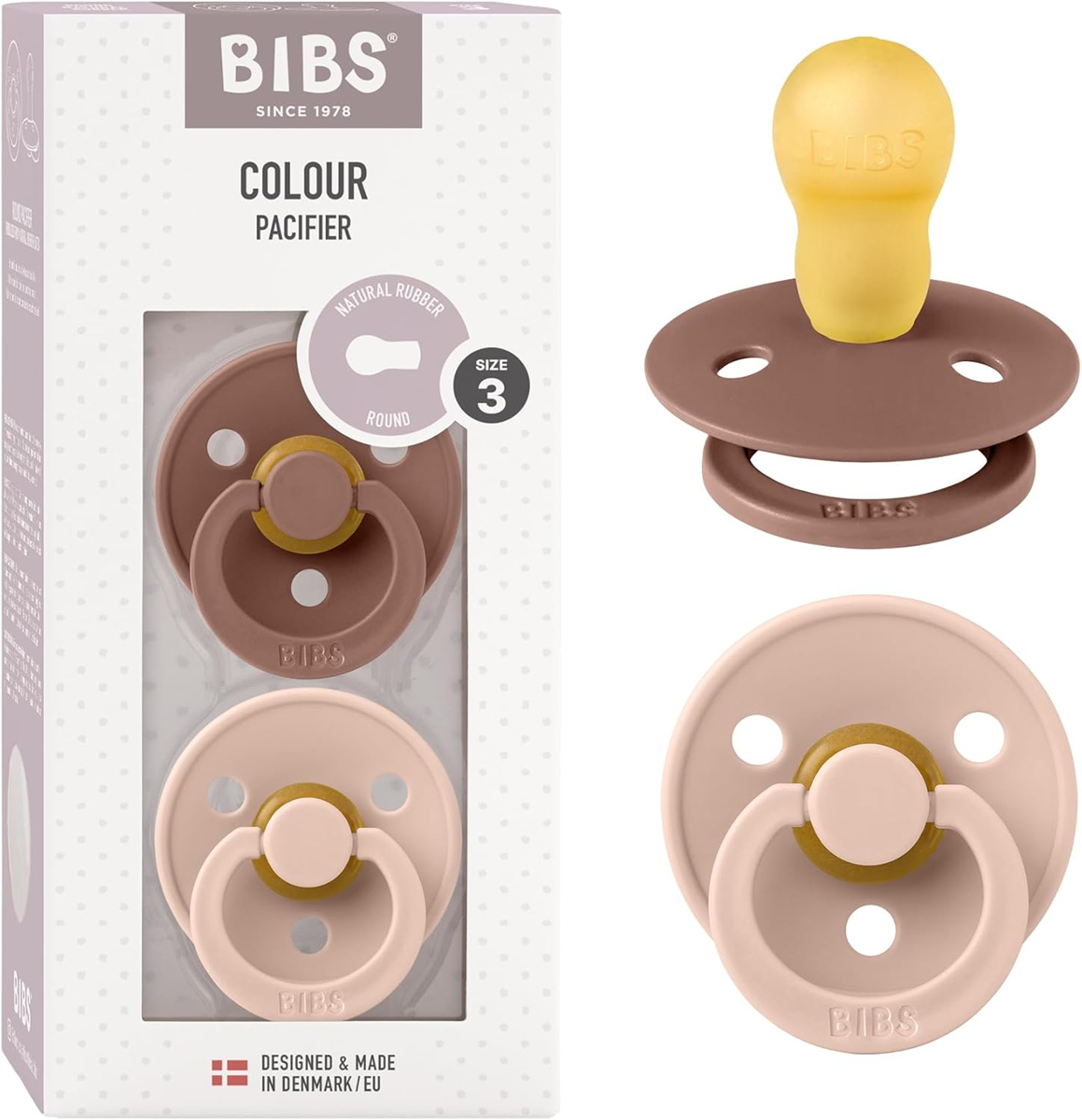 BIBS KLEUR fopspenen 2pak rubber 18 maanden+