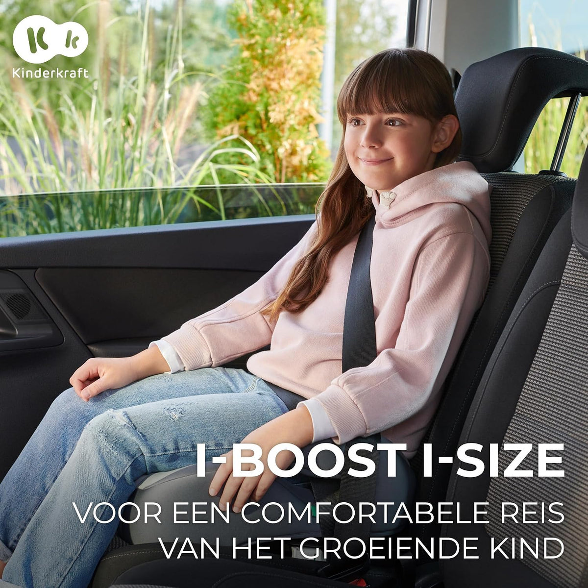 Kinderkraft I-BOOST podstawka samochodowa 135-150 cm dla dziecka siedzącego w foteliku, komfortowa podróż
