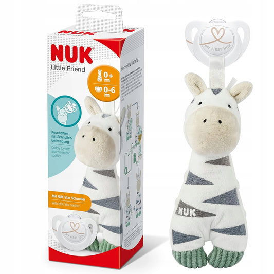 NUK Little Friend uklidňující dudlík s mazlíčkem ZEBRA 0-6 m