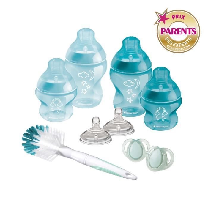 TOMMEE TIPPEE zestaw startowy butelek ANTI-COLIC closer to nature, 4 butelki, smoczki, szczotka i smoczki uspokajające