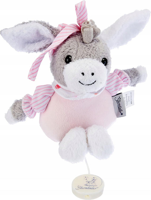STERNTALER Osiołek Emmi PRZYTULANKA z POZYTYWKĄ 17 cm "O, różowo-szary plusz z pozytywką Sleep My Princess