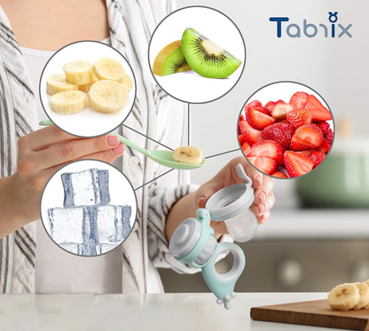 TABRIX bijtring fruitdispenser voor kinderen 3 m+ 2 stuks 6 mondstukken