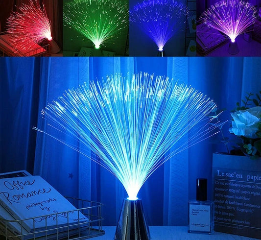 CHANGLESU światłowodowa lampka nocna LED zmieniające się kolory, srebrna, 34 cm, dekoracyjne światło RGB