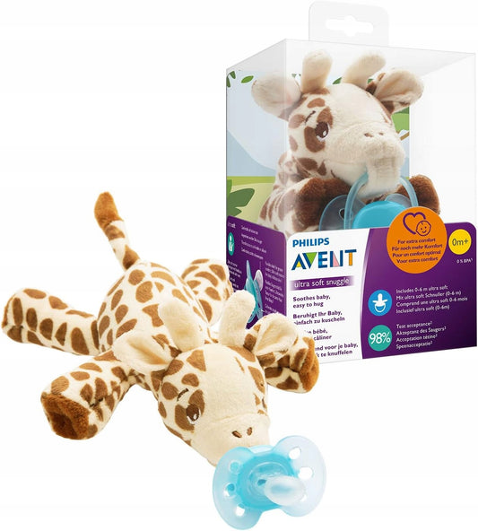 AVENT smoczek uspokajający z przytulanką 0-6m, pluszowa żyrafa Philips Avent SCF348/11, BPA free