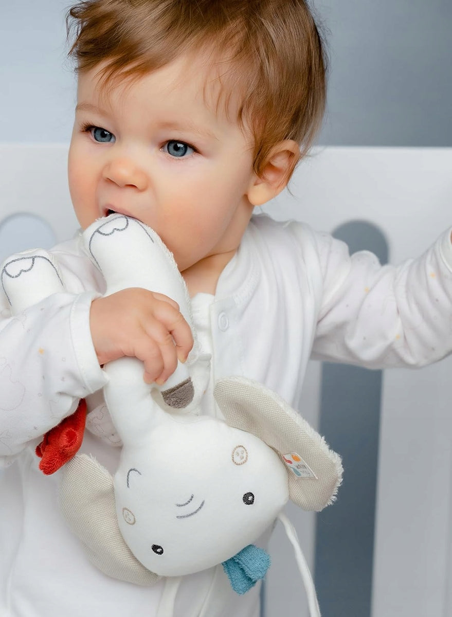 FEHN suspension en coton avec boîte à musique pour lit bébé, poussette ÉLÉPHANT 20 cm