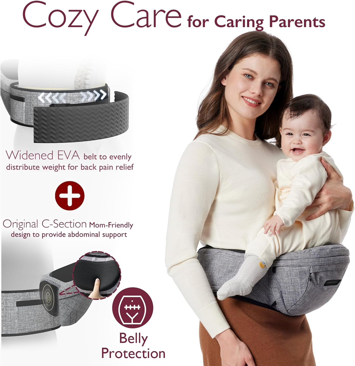 MOMCOZY porte-bébé siège de hanche jusqu'à 20kg