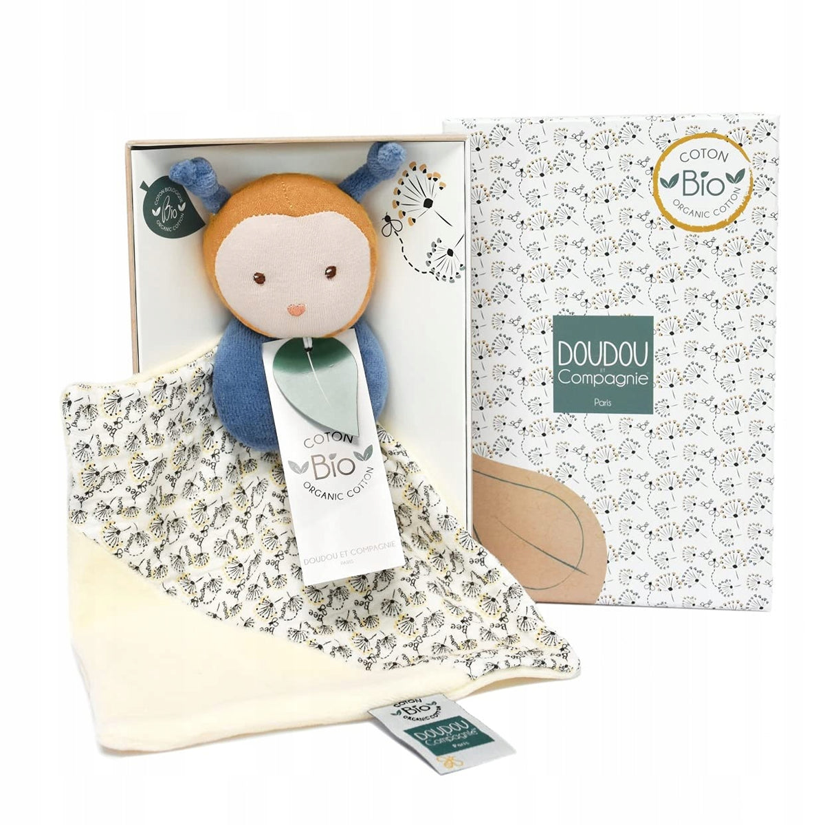 DOUDOU et COMPAGNIE pszczoła komforter PRZYTULANKA organic z kocykiem, 0+, 20 cm