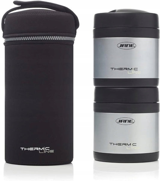 JANE 2 stalen voedselthermosflessen 500 ml + etui