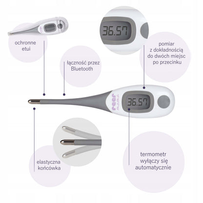 REER Mama doustny termometr elektroniczny owulacyjny Z APLIKACJĄ + etui, Bluetooth, precyzyjny pomiar