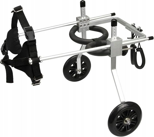 ANMAS regulowany wózek inwalidzki dla psów do 14 kg, czarno-srebrno-zielony, lekki aluminiowy wózek rehabilitacyjny