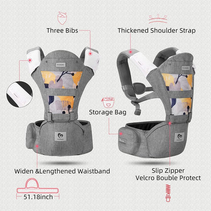 BELLABABY nosidełko ergonomiczne z pasem biodrowym 3w1 0-36msc szare, szeroki pas biodrowy i wzmocnione szelki