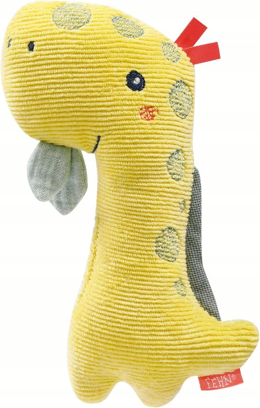 FEHN pluchen knuffel met rammelaar en pieper DINO 17,5 cm