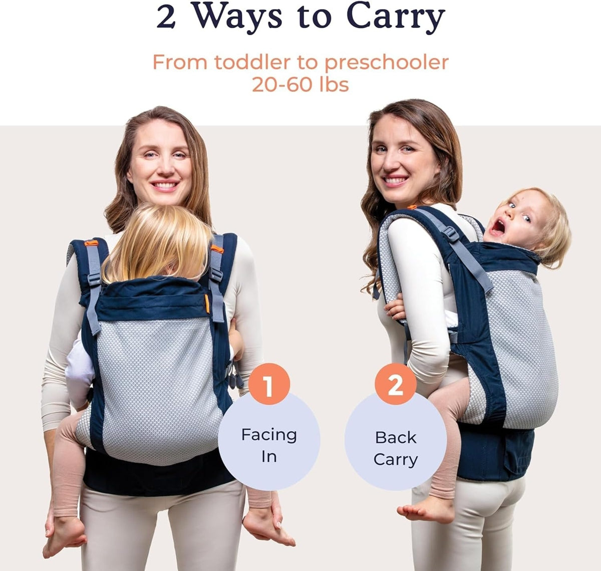 BECO TODDLER nosidełko klamrowe 9-27kg mesh 3d, 2 sposoby noszenia: przodem i na plecach