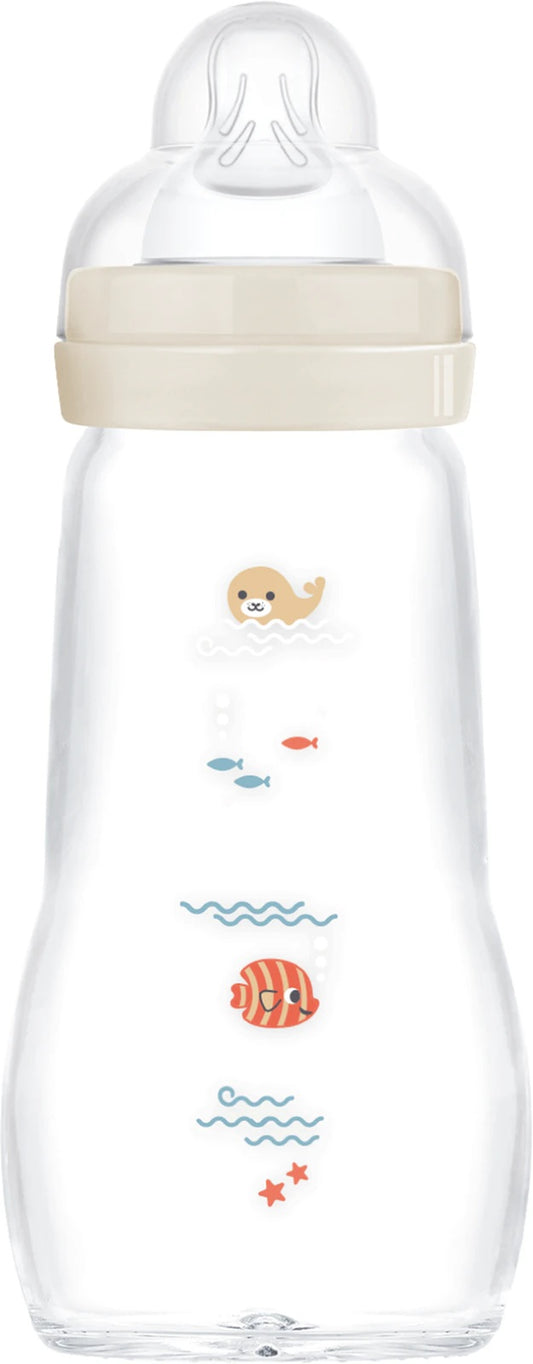 MAM Feel Good glazen fles 260 ml 2 m+ speen 2 ZEEWEZENS
