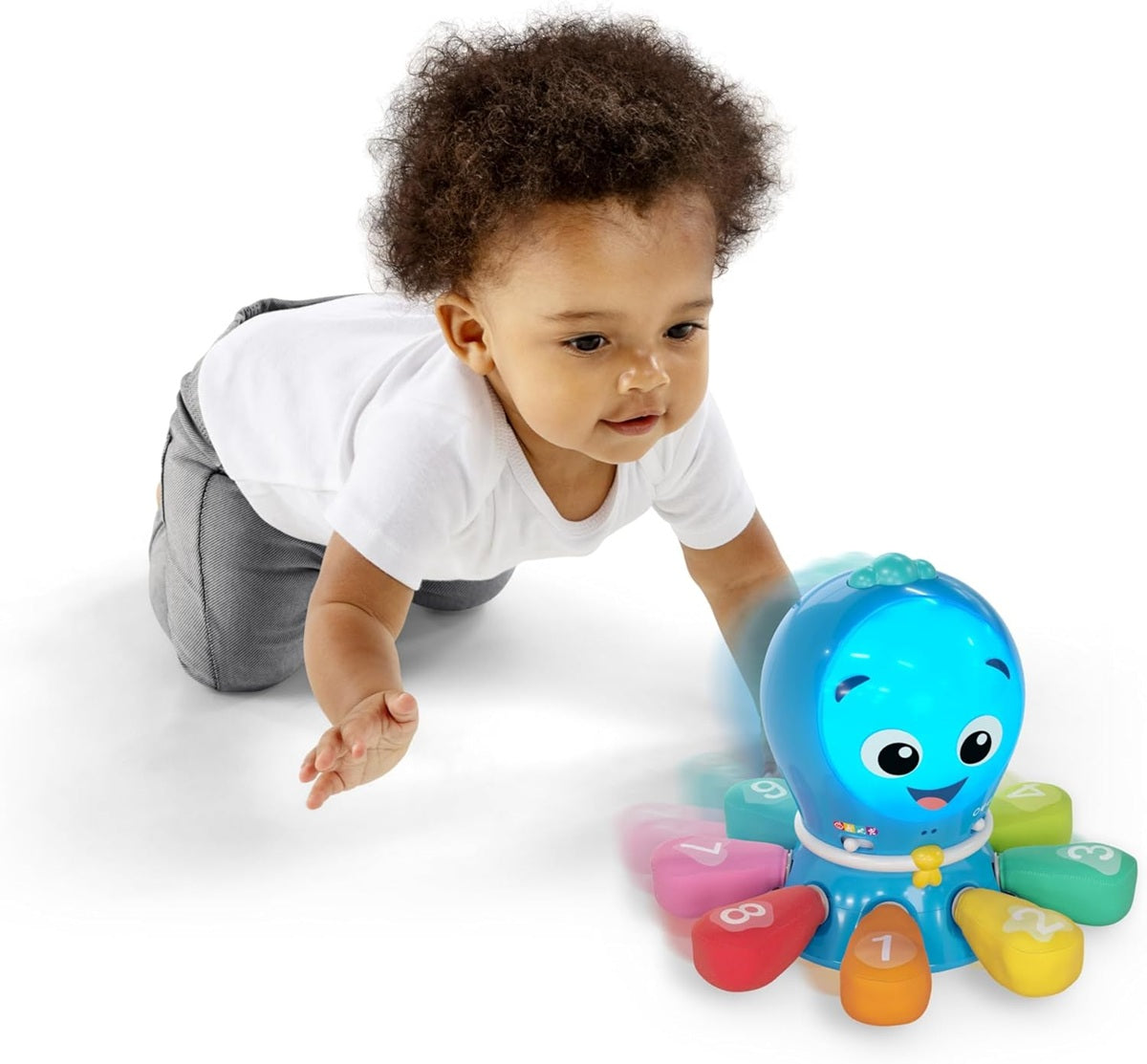 BABY EINSTEIN interaktiver Krake Sätze Melodien Lichter Bewegung 4 Sprachen