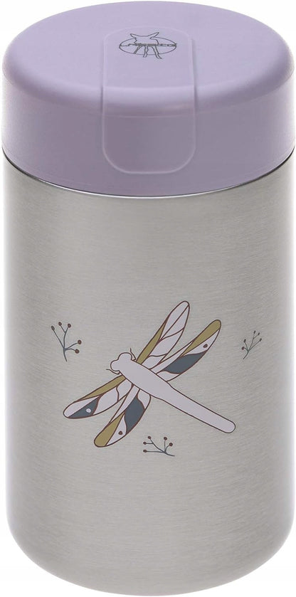 LASSIG Food Jar TERMOS OBIADOWY stal nierdzewna 480 ml, fioletowy termos obiadowy z motywem ważki