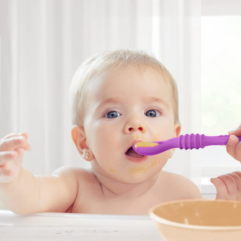VICLOON Sticky Spoon siliconen lepeltje 2,5 x 10 cm 4 m+ paars
