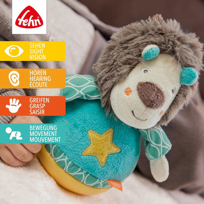 FEHN Funky Friend wańka WSTAŃKA 18cm grzechotka LEW z funkcjami dźwięku, chwytania i ruchu dla niemowląt 0+