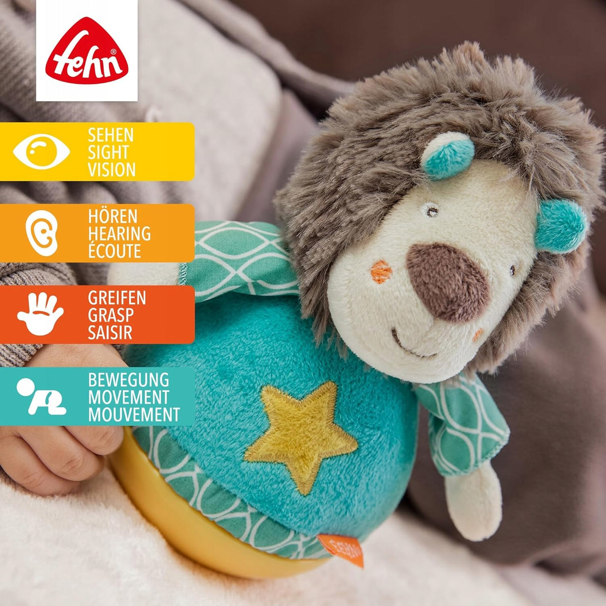 FEHN Funky Friend Stehaufmännchen 18cm Rassel LÖWE