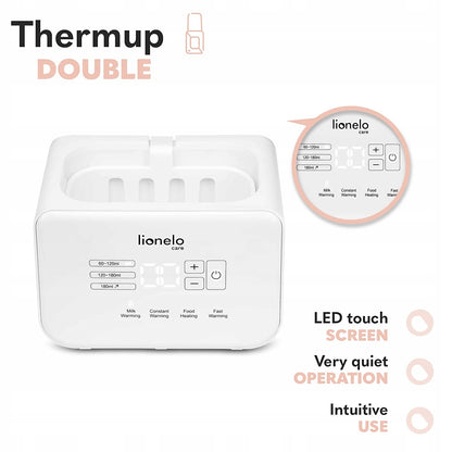 LIONELO THERMUP DOUBLE podgrzewacz podwójny z LED touch screen, biały, do butelek i słoików