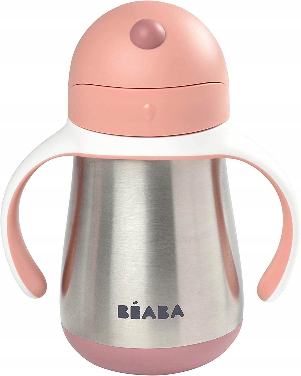 BEABA Edelstahlschnabeltasse mit Strohhalm, 250 ml