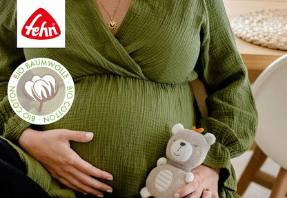 FEHN Natur mazlíček z organické bavlny s hracím strojkem 19 cm