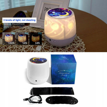 SPECIAL SWEET lampka nocna + projektor, 5 motywów, biała lampka z USB i 3 poziomami światła