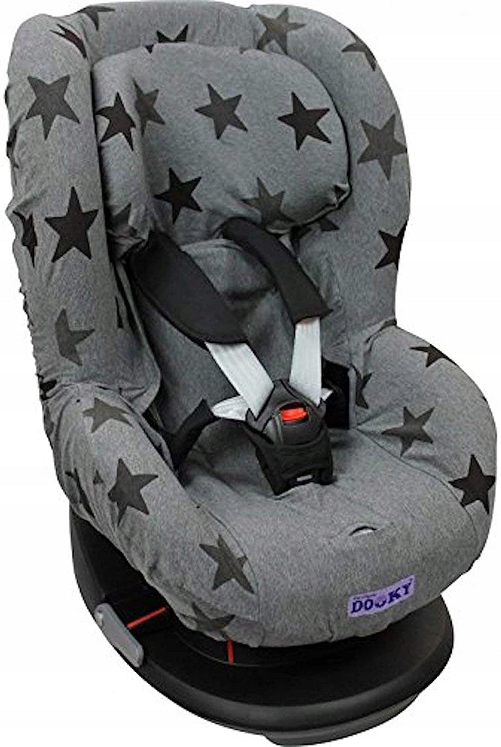 DOOKY SEAT COVER 1 pokrowiec na fotelik UNIWERSALN. szary pokrowiec w gwiazdki na fotelik dziecięcy grupa 1