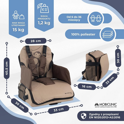 MOBICLINIC Monkey καρεκλάκι φαγητού ταξιδιού/φορητό Κάθισμα Ανύψωσης