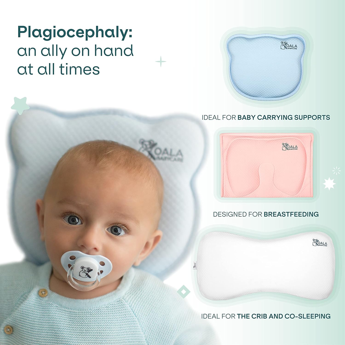KOALA BABYCARE babykussen + kussensloop VOORKOMT plagiocefalie