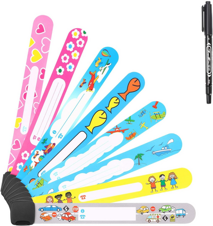 VICLOON waterdichte SOS-armbanden voor kinderen 8 stuks + stift