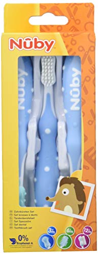Nuby ID754 tandenborstelset blauw x3