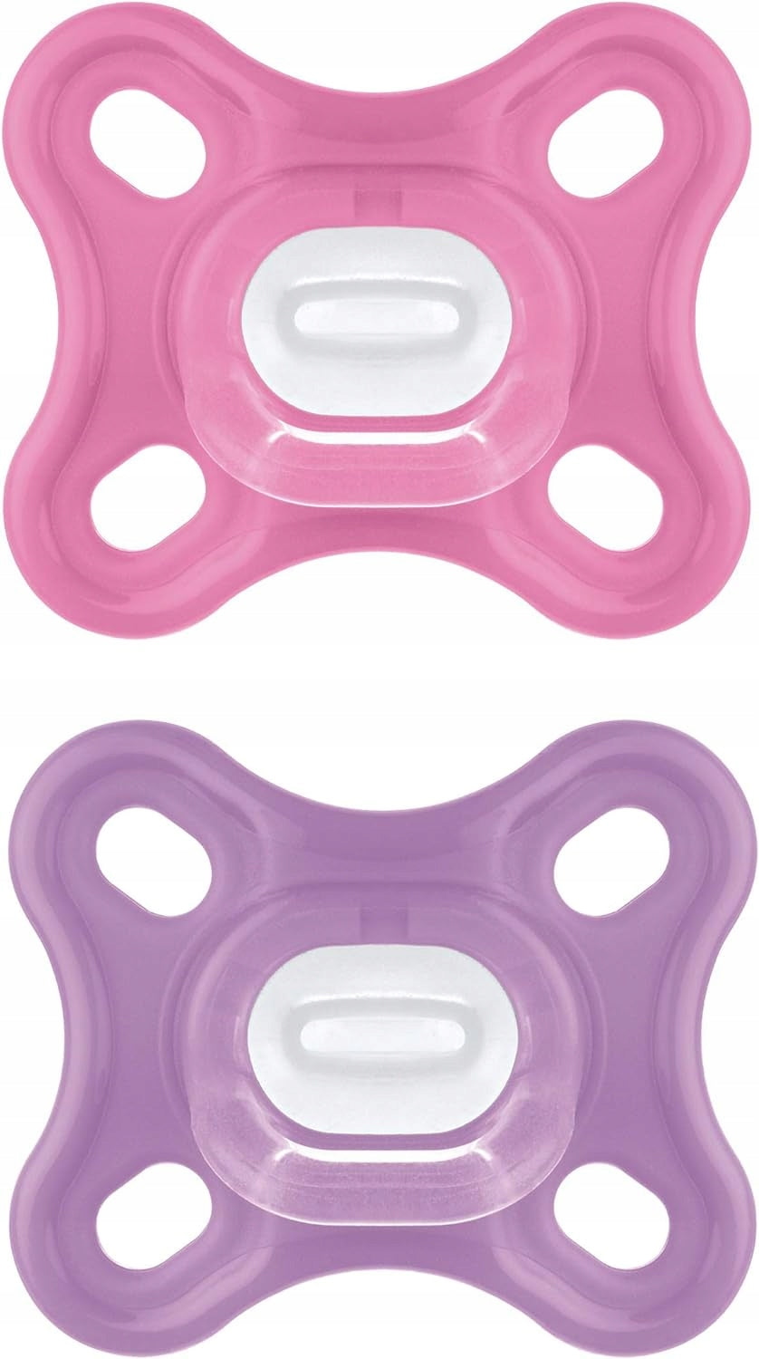 MAM COMFORT smoczek wcześniak noworodek x2 0msc+ różowy i fioletowy silikonowy dla noworodków