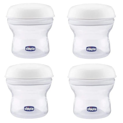 CHICCO recipiente pentru lapte 4 x 150 ml + suzetă cu capac