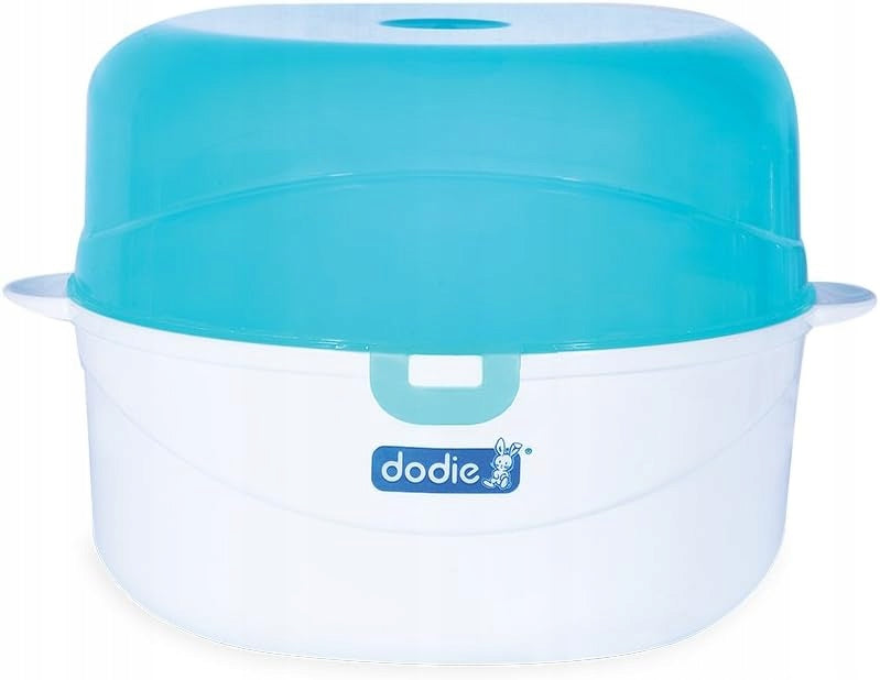 DODIE sterylizator mikrofalowy + szczypce, niebiesko-biały, do 6 butelek, BPA free