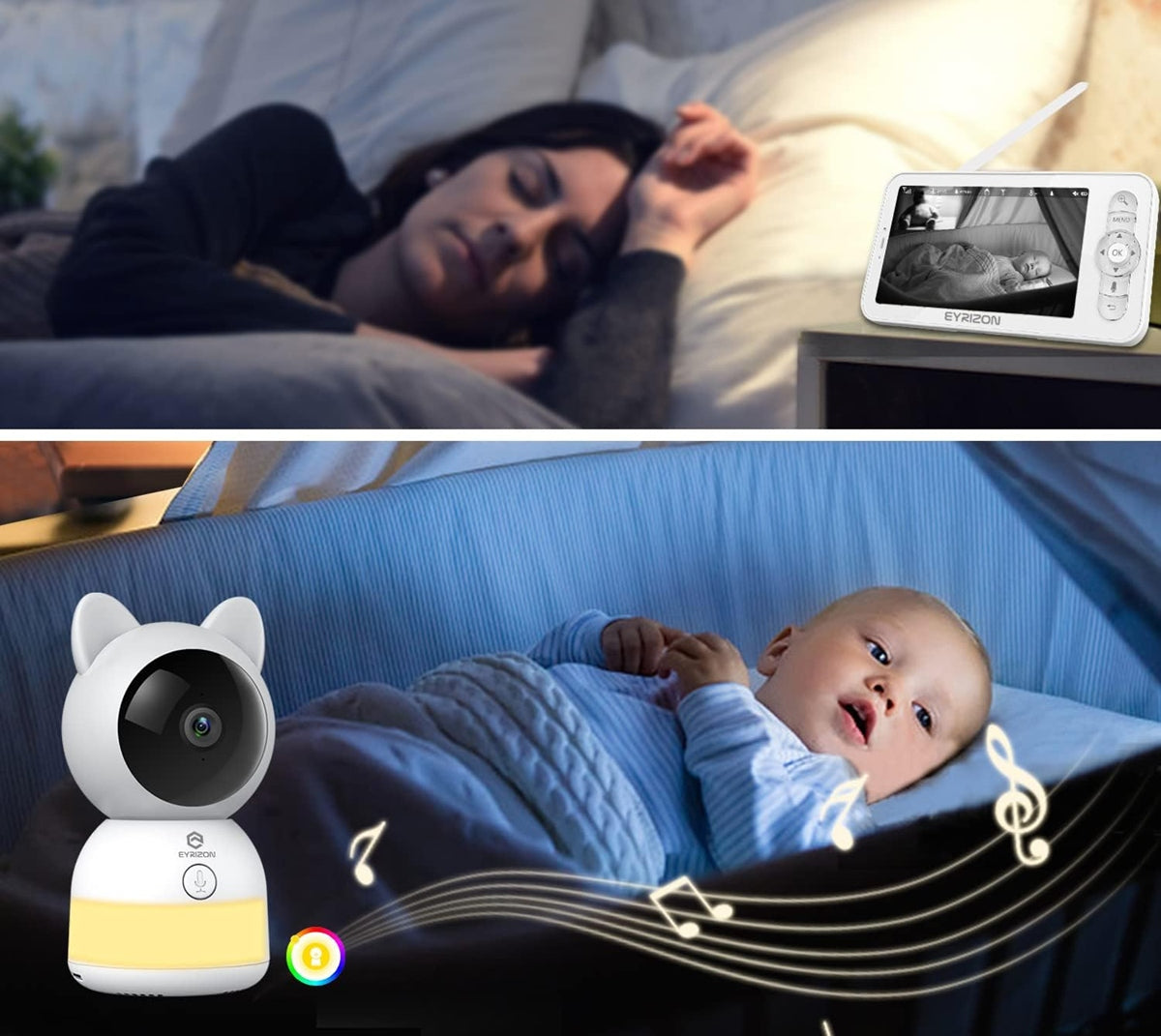 EYRIZON babyphone électronique télécommandé 5" 2K HD + application