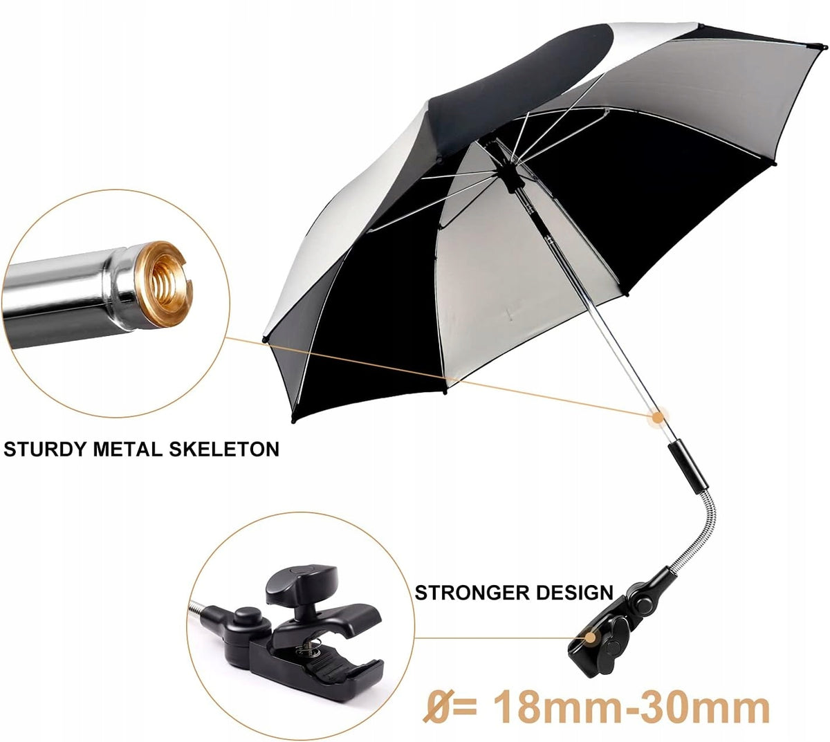 ZJ RIGHTO beschermparasol voor kinderwagen diameter 74 cm UV-stralen waterdicht
