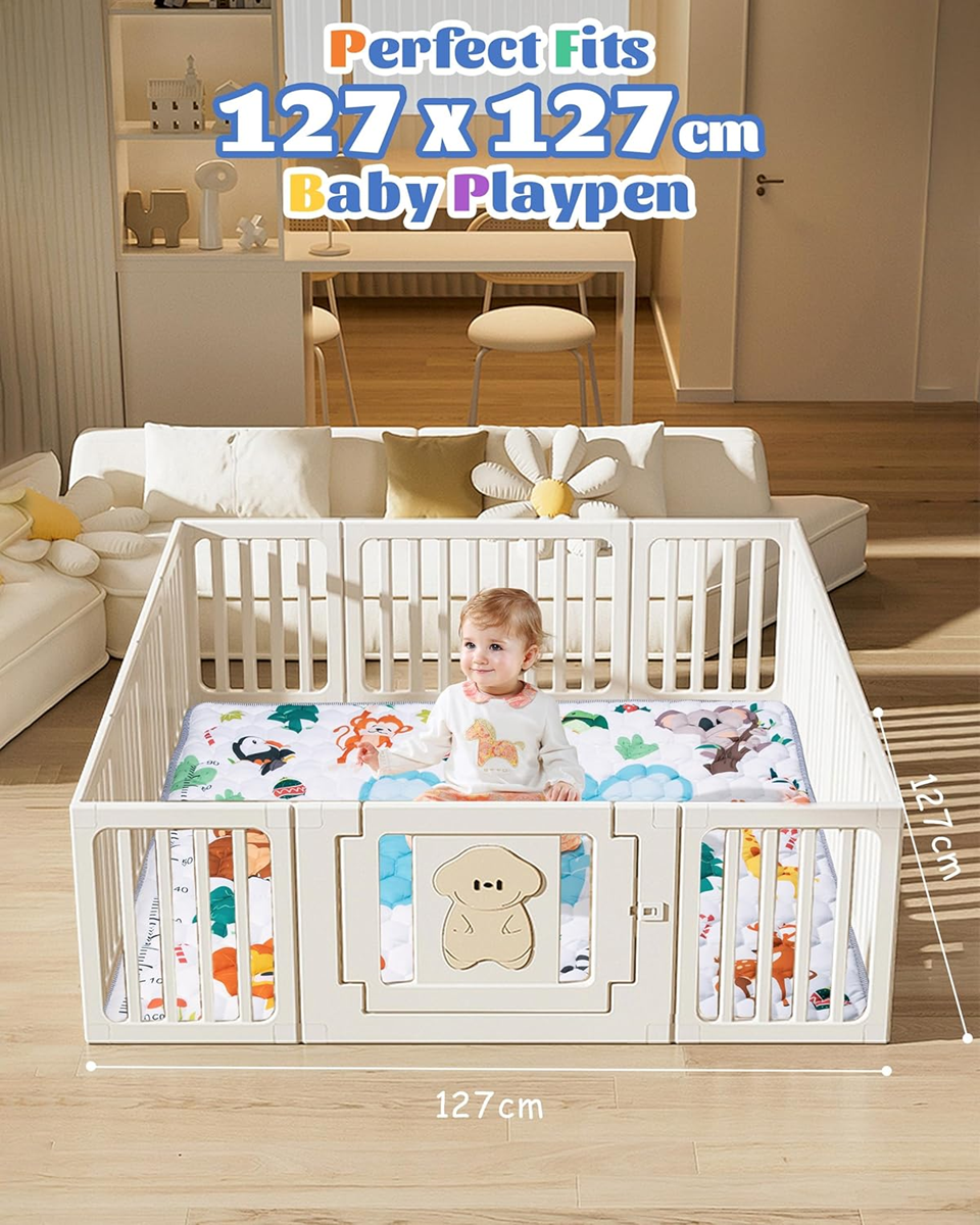 FUNSLAND speelmat voor baby's met groeimeter 127x127cm
