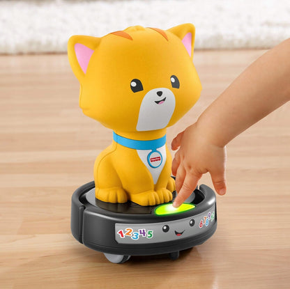 FISHER-PRICE GMX70 gatto che cavalca un aspirapolvere robot con melodie e luci