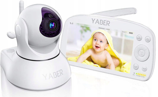 YABER zdalnie sterowana cyfrowa niania elektroniczna 5,5" IPS FHD, biały monitor z kamerą