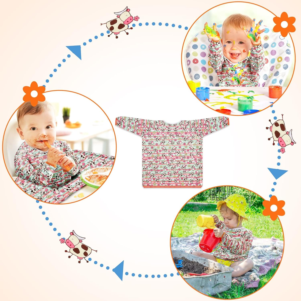 LENBEST Baby Slabbetjes waterdichte slab met mouwen 6 m+