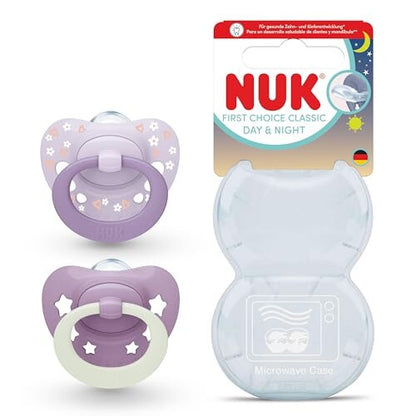 NUK First Choice Classic Day & Night pacifiers 0-6m pink 2 pcs.
