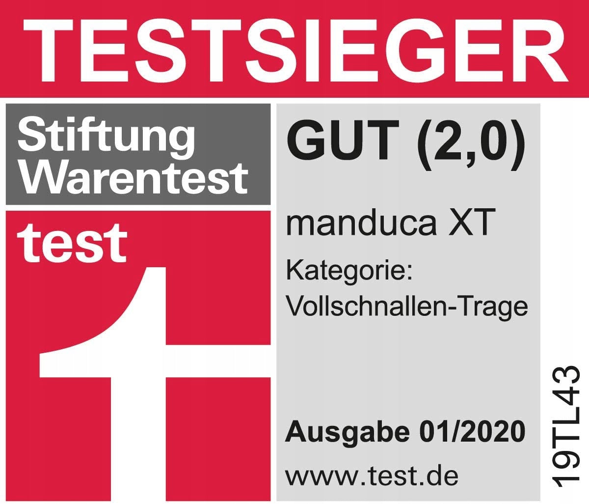 MANDUCA XT nosidełko klamrowe z bawełny organicznej, test Stiftung Warentest GUT 2,0