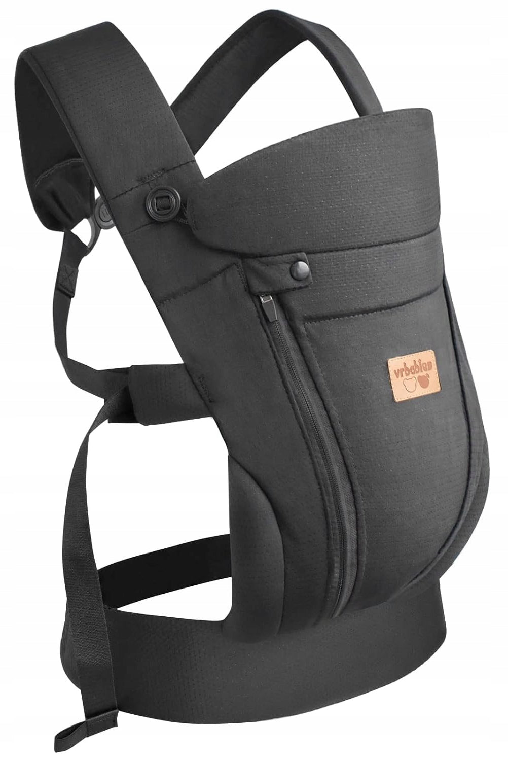 VRBABIES nosidełko ergonomiczne czarne, miękkie nosidło dla dziecka 3,5-15 kg, regulowane, stan powystawowy